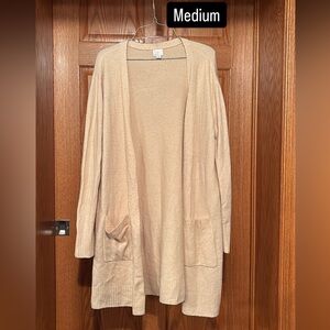 Cream Open-Front Cardigan Sweater